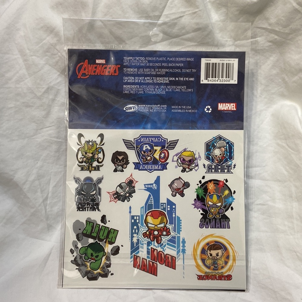 Marvel Avengers temporary tattoos. 24 tattoos. NWT. - Picture 2 of 7